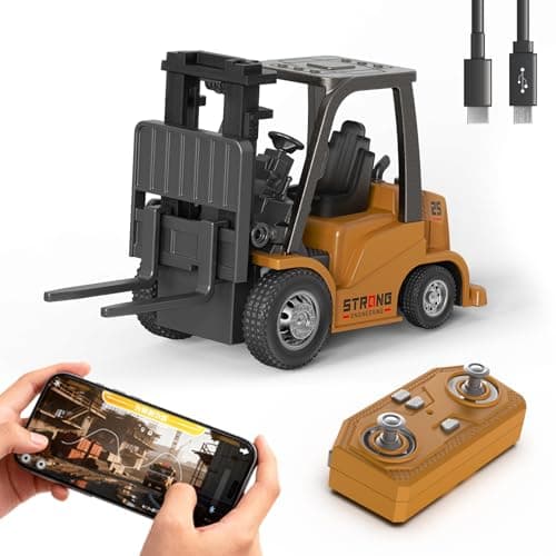 cxjoigxi Mini RC Forklift Toy 164 Forklift Truck Rechargeable App Remote Control 2 in 1 Transformable Lift Fork Hook RC Construction Vehicles Birthday Gifts for Adults Kids Boys Girls Age 6
