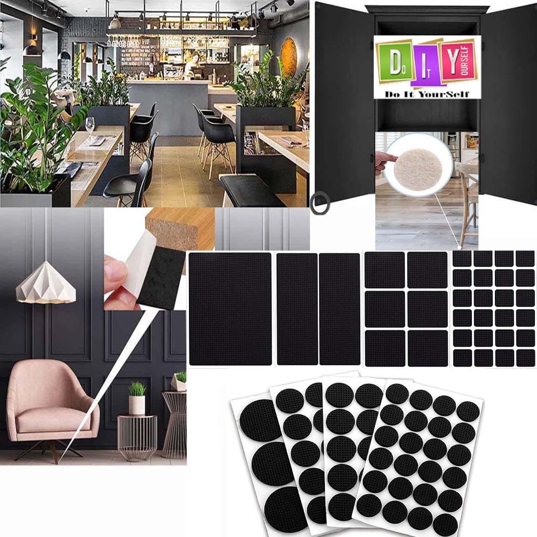 DIY Crafts 100, 100 Pcs, Non Slip Furniture Pads, Self Adhesive Furniture Feet Pads Anti Slide Rubber Furniture Feet Protectors for Tiled Floor, Wood Floor, Laminate F (100)