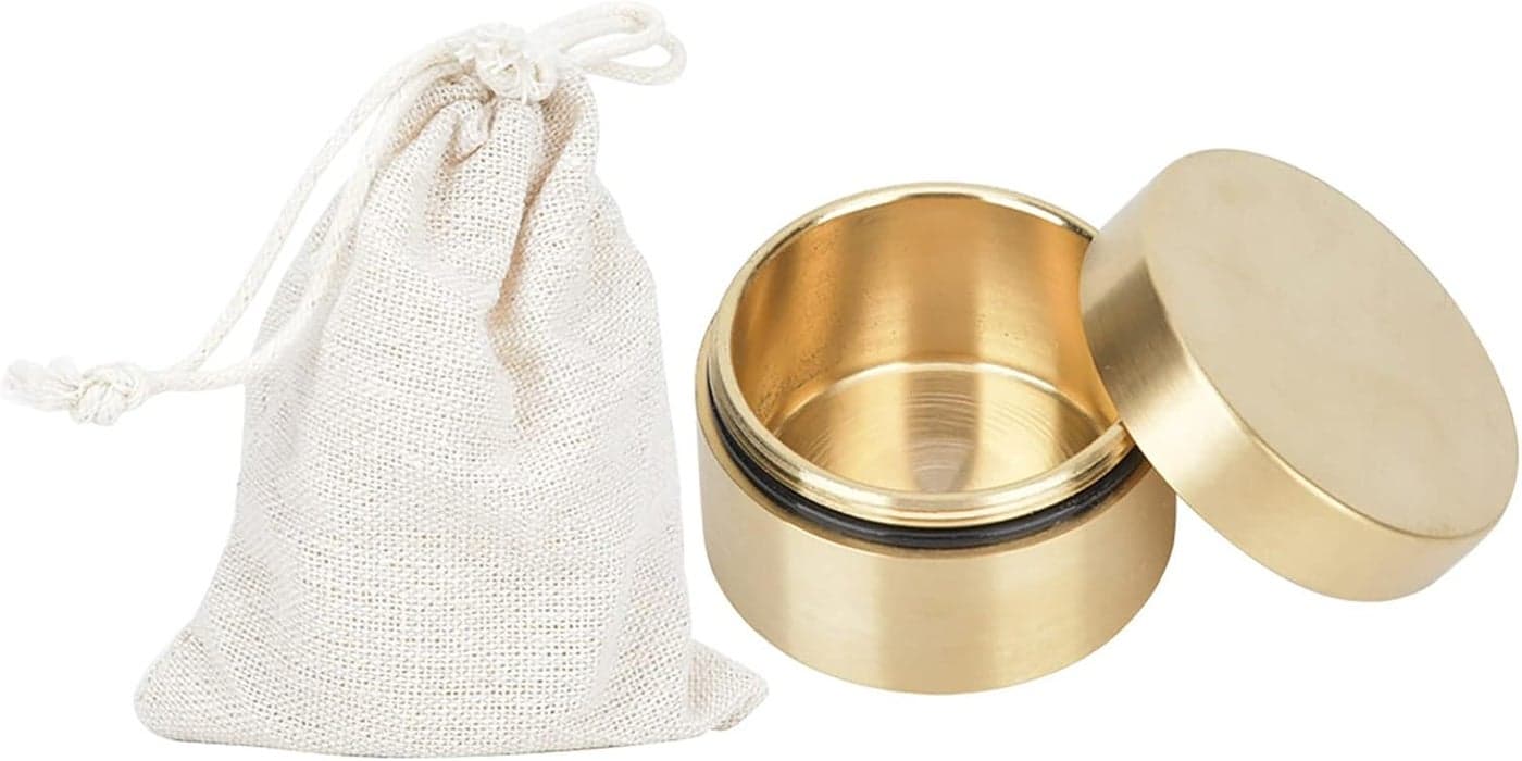 Estink Brass Mini Container, Outdoor Round Shape Brass Box Metal Jewelry Sealed Container Proof Storage Box for Pills Tea Leaves Jewelry (M)