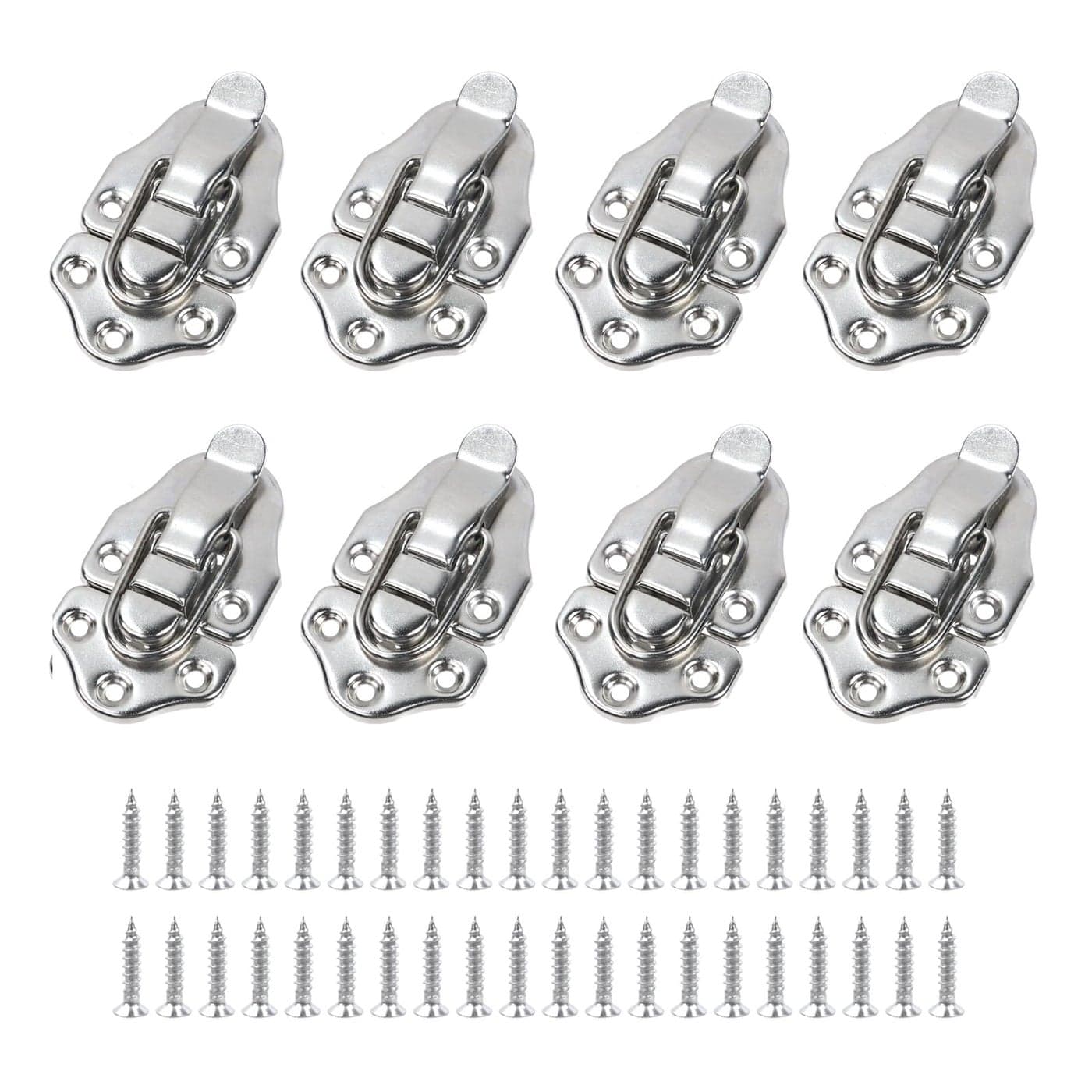 Geesatis 8 Pcs Metal Box Hasp Lock Toggle Latch Catch Decorative Hasp BoxLatch Hasps for Jewelry Wooden Case Boxes with Mounting Screws Silver