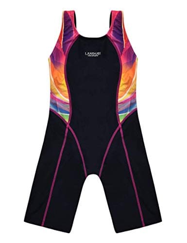 Cadocado Big Girls One Piece Swimsuits Boyleg Sports Swimwear Racer Back Athletic Bathing Suit,Blue Grid,14-16 Years