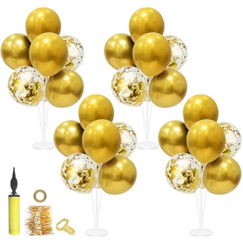 ZJDHPTY Gold Party Decorations Balloon Stand Centerpiece Table Decorations for Birthday Bridal Shower Graduation Wedding Anniversary Engagement Mother's Day Father's Day New Years 2025(Gold set4)