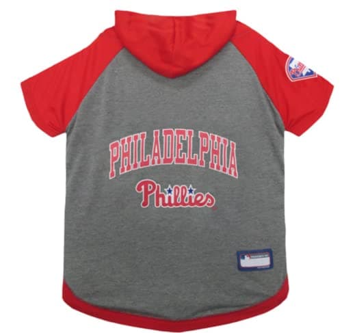 MLB Hoodie Shirt for Dogs & Cats - Philadelphia Phillies Dog Hooded T-Shirt, Large. - MLB Team Color Hoody Vest for Baseball Fans