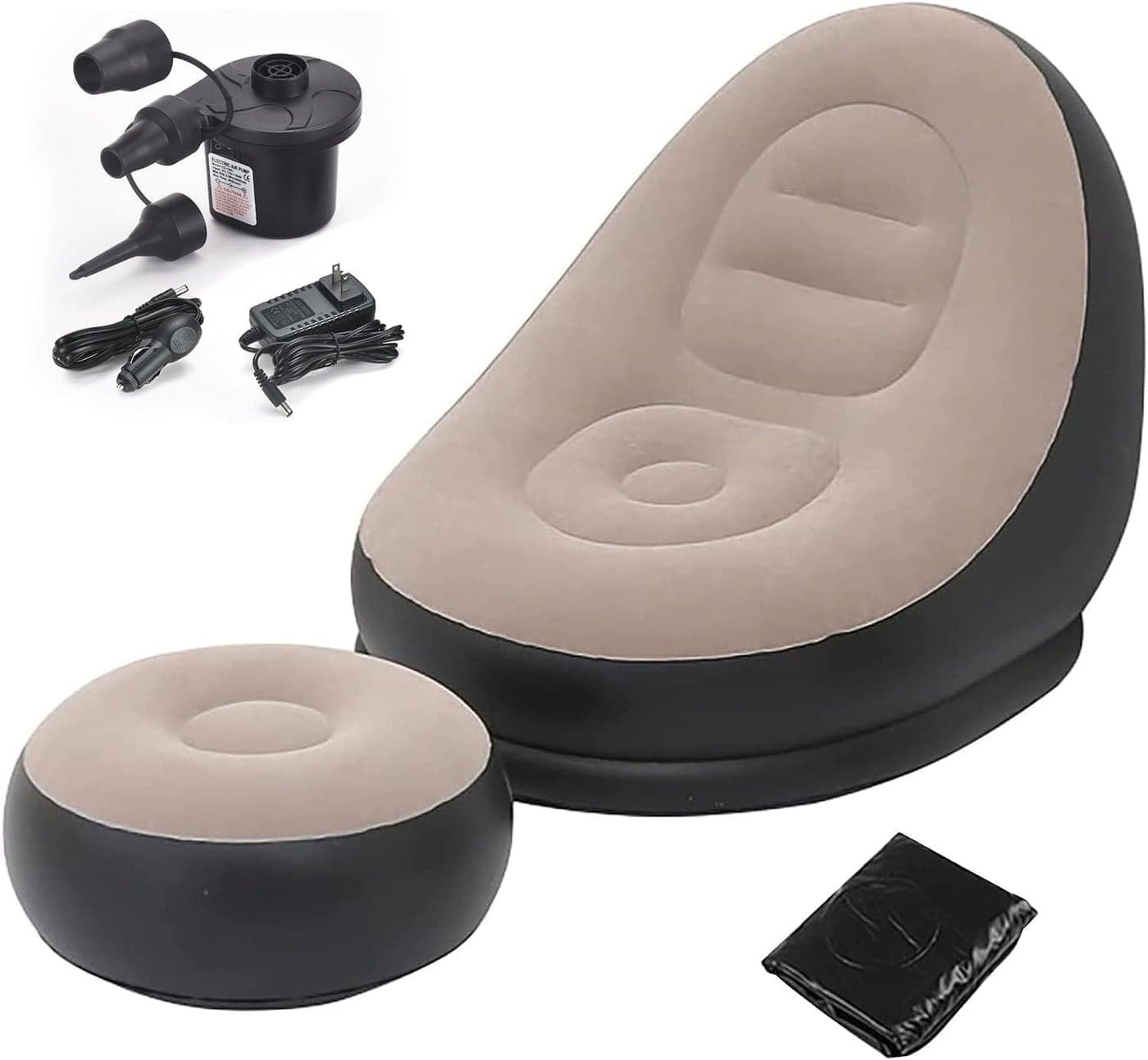 BARGAIN HUB Inflatable Sofa with Household Couch Chair with Footstool for Indoor&Outdoor in Livingroom, Bedroom, Readingroom Office, Balcony, Garden, Courtyard