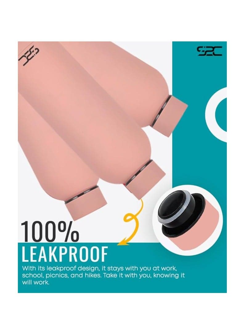 Water Bottle Stainless Steel 750ml - Double Wall insulated Water Bottles for Hot Water Gym Bottle Stainless Steel Water Bottle for Kids School Flask Bottle Hot water bottle (PEACH, 750ml)