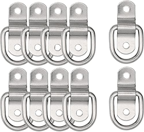 D-Ring Tie Down Anchor,10x 1/4'' Stainless Steel D-Rings Trailer Tie Downs, Heavy Duty Tie Down D- Rings Anchor Lashing Ring with Mounting Bracket for Loads on Boats,Trailers Trucks RV,Floor Mount