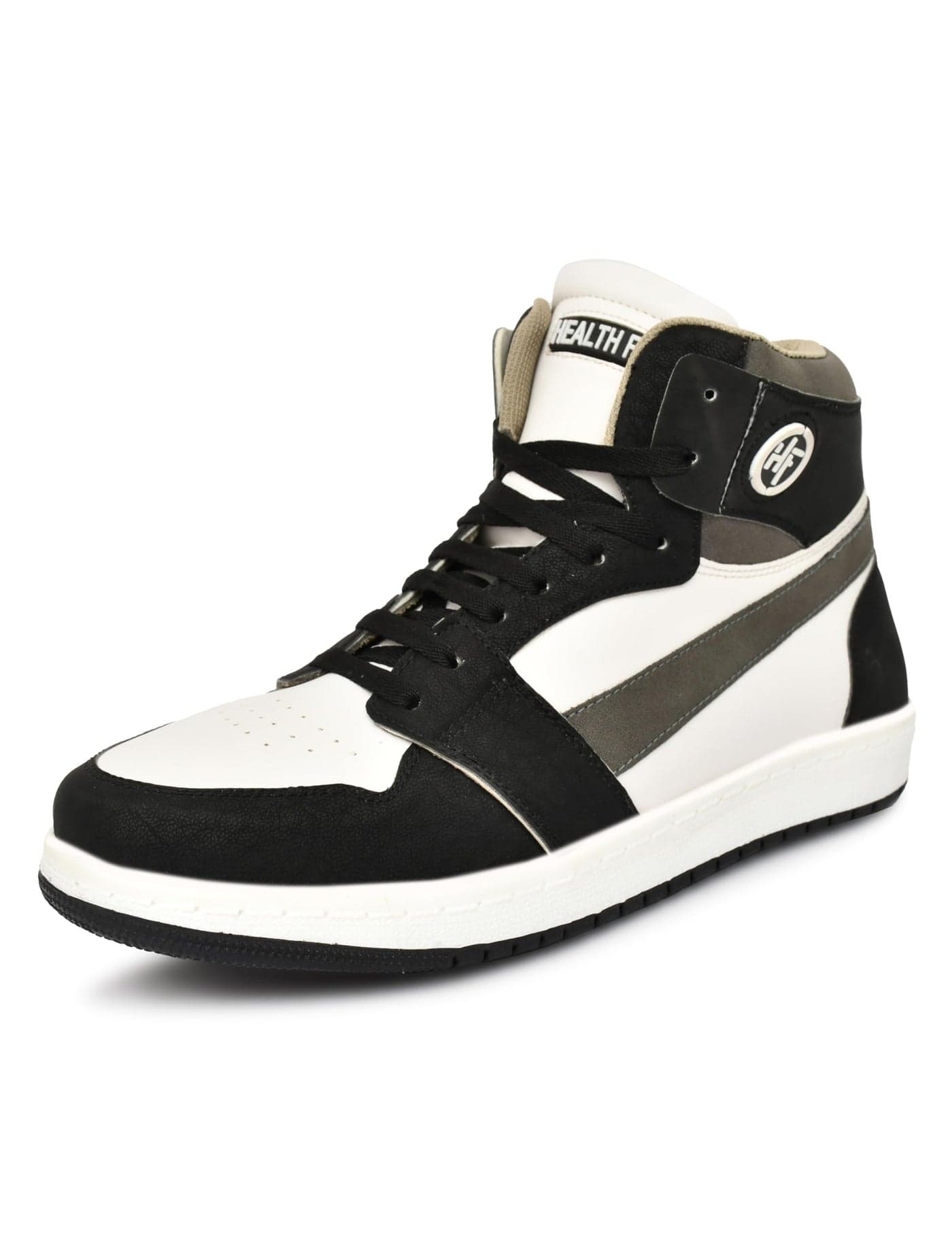 HEALTH FIT Softest Cushioned Sneakers with Ankle Support Balancer Men's Fashion Sneakers Lace-Up Trainers Basketball Style Comfort Inspired by The Man 148 BK UK-8 Black