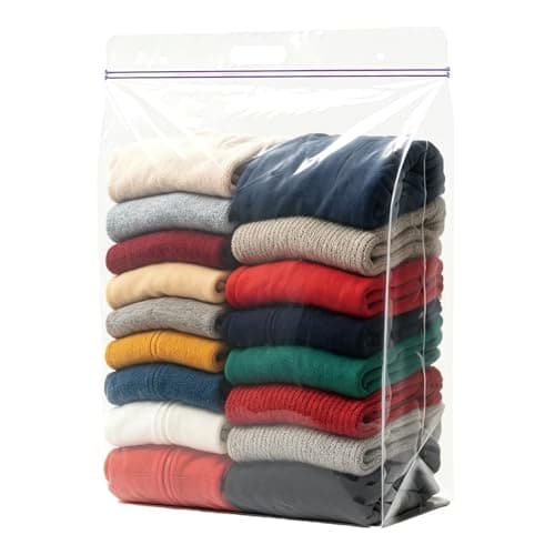 20 Gallon Jumbo Storage Bags, Pack of 3, Clear Plastic Storage Bag with Carry Handle, 24 x 32 Heavy Duty Ziplock Storage Bag Resealable Large Zipper Bag for Moving, Bedding and Travel, 4 Mil Thick