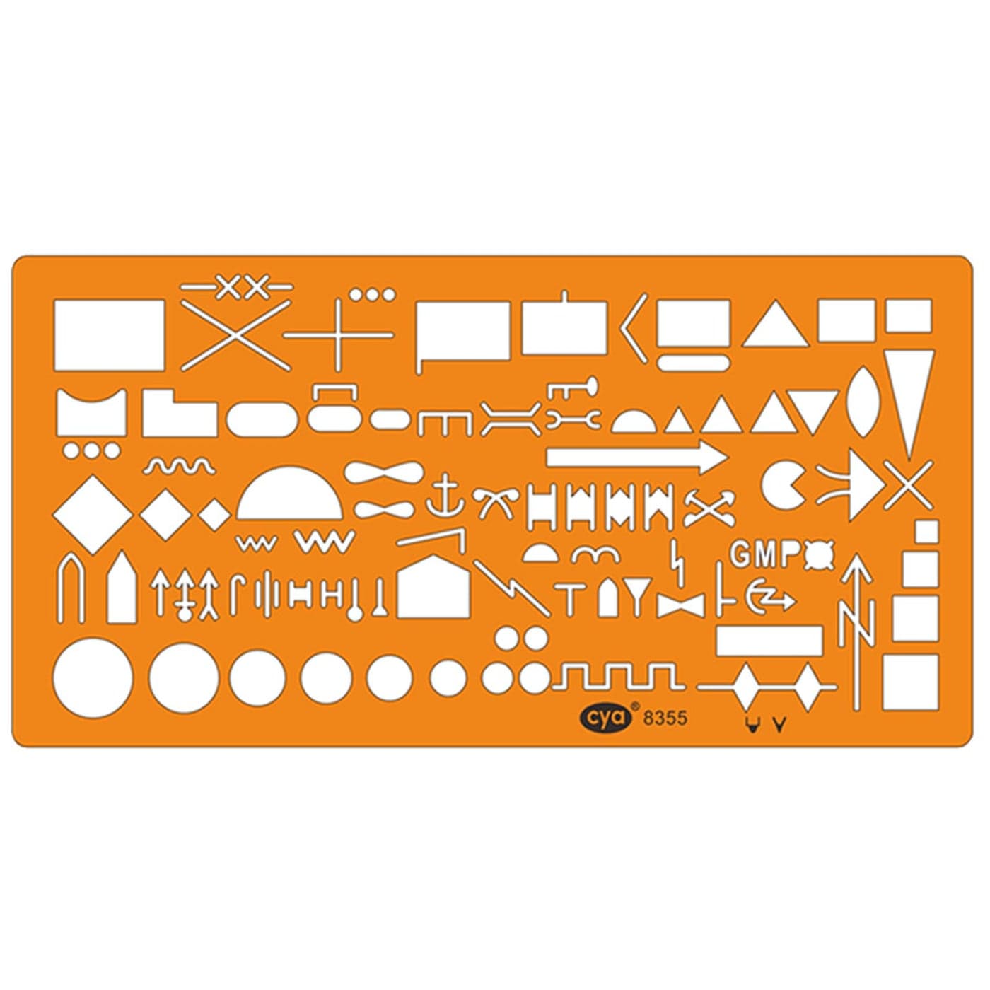 CYA 8355 Military Map Marking Template Stencil 210x95mm Transparent Orange 150 APP6A Unit Icons for NATO Army Drawing and Drafting on Tactical Map