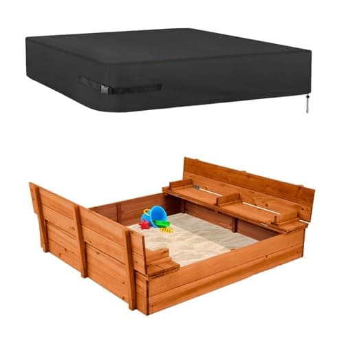 Kasla Sandbox Cover Square Sandbox Cover Waterproof Outdoor Toddlers Large Sand Box Covers for Sand Protection Black 50 L50 W8 H
