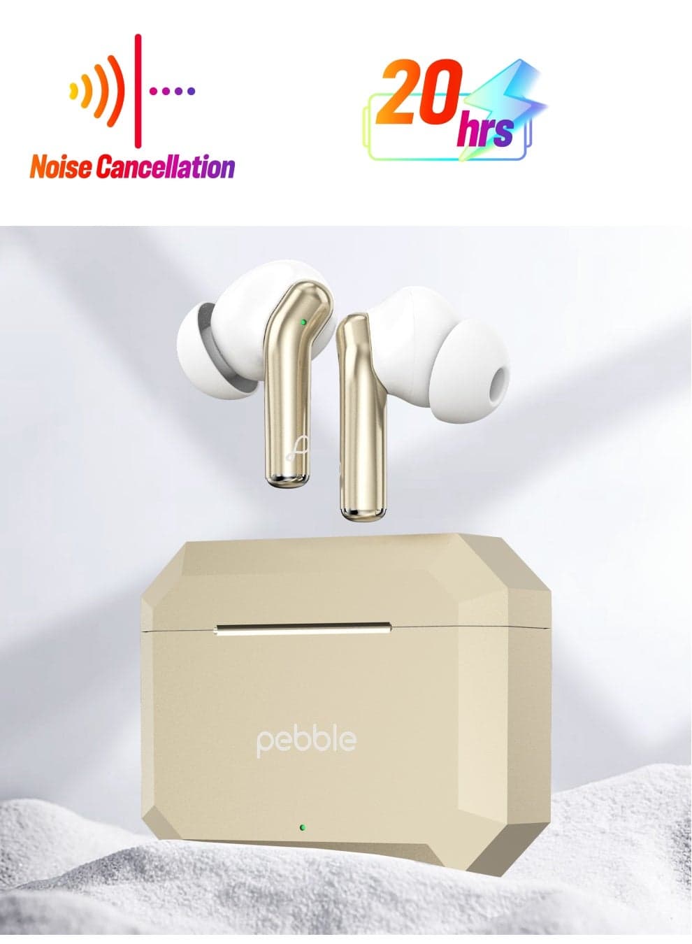 Glory Buds with AI Environmental Noise Cancellation, 10mm Dynamic Drivers, Deep Bass, 20-Hour Playtime, IPX4 Splash & Sweat Resistance, Premium Diamond Cut Design, Bluetooth 5.1, Champagne Gold