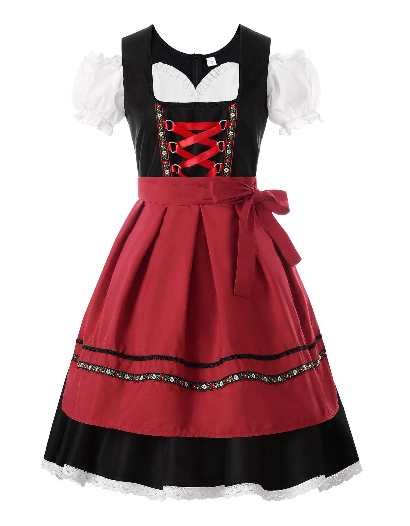 ReliBeauty Dirndl Dresses Women Traditional Oktoberfest Costume 2 Piece RedM