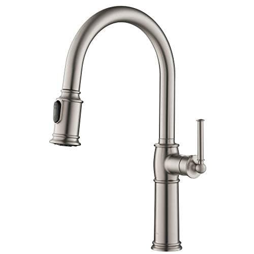 KRAUS Sellette Traditional Spot Free Stainless Steel Single Handle PullDown Kitchen Faucet with Deck Plate KPF1682SFS