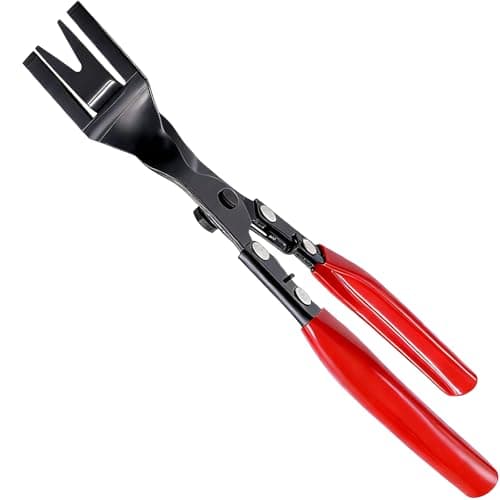 Car Panel Trim Removal Tool Interior Clip Plier with Red NonSlip Handle Door Upholstery and Dashboard Fastener Remover