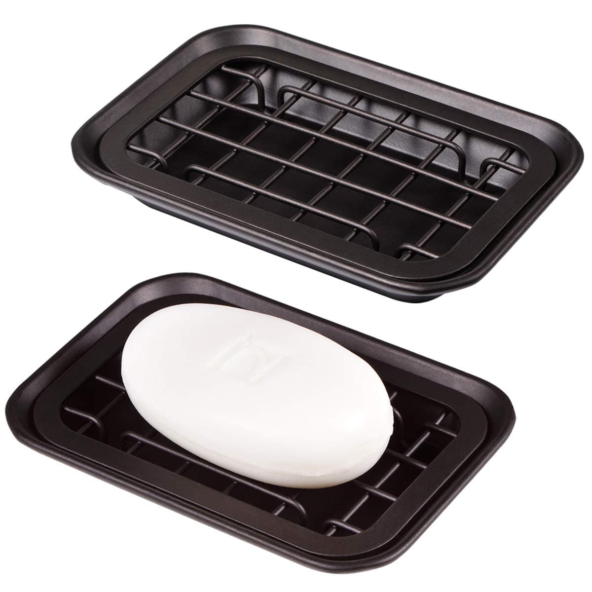 Kitchen and Bathroom Soap Dish Tray Metal 2Piece Soap Dish Tray with Drainage Grid and Holder for Kitchen Sink Countertops to Store Soap Sponges Scrubbers Rust Resistant 2 Pack Bronze