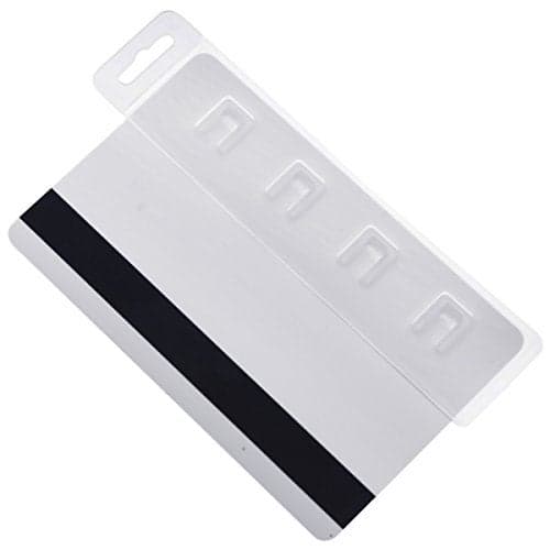 5 Pack - Rigid Vertical Half Card Swipe Badge Holder - Hard Plastic Clear Leaves Mag Stripe Exposed for Easy Swiping Access to Magnetic Strips on POS ID's & Credit Cards by Specialist ID