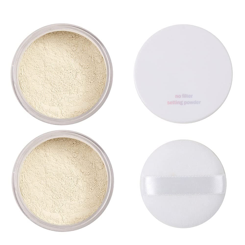 2 Pcs PHOERA Translucent Setting Powder Control Oil Brighten Skin Color Cover Blemish Face Setting Loose Powder 01 Translucent