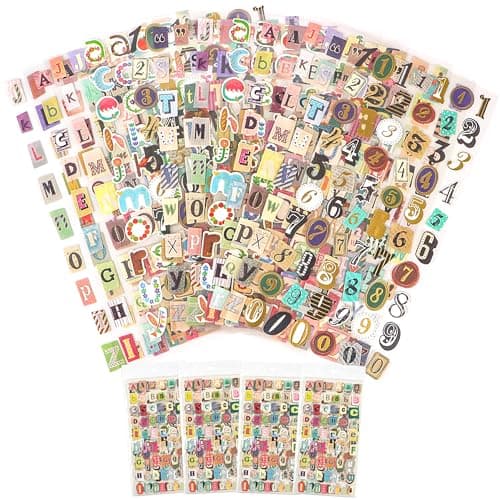 1388 Pcs Vintage Letter Stickers for Scrapbooking Supplies 24 Sheets Alphabet Sticker for Journaling Scrapbook StickersSelf Adhesive Small Number Decals for Junk Journal Laptop Water Bottles Crafts