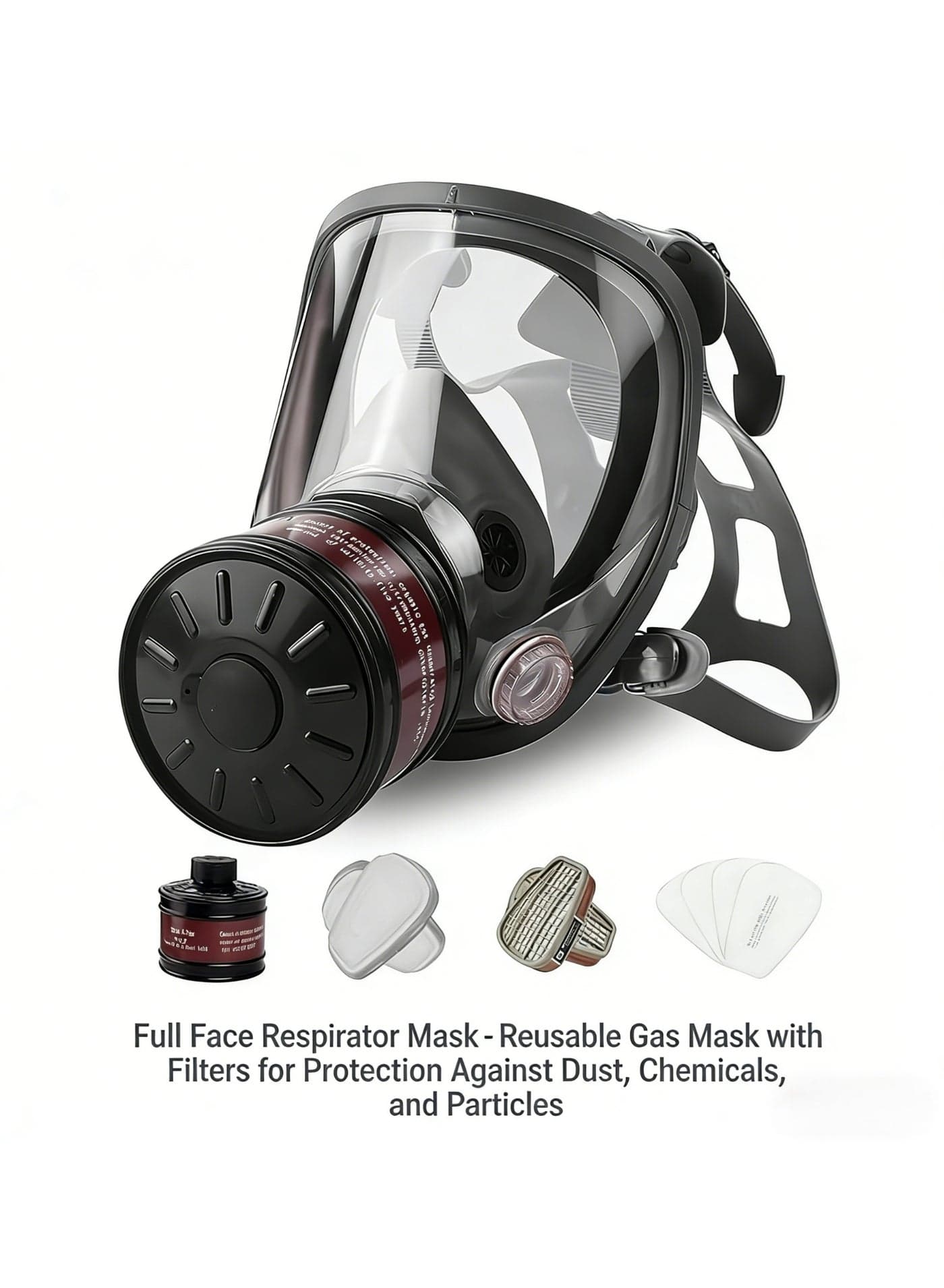 Full Face Gas Mask, Gas Masks Survival Nuclear and Chemical with 40mm Activated Carbon Filter