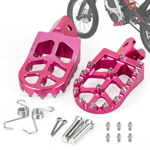 XINGWU Dirt Bike Foot Pegs for Surron Light Bee X/S E-Ride Pro SS/SR/S Talaria MX3 MX4 Talaria XXX Segway X160/X260 CRF150F 230F 250F Electric Dirt Bike Foot Peg Rests (Pink)