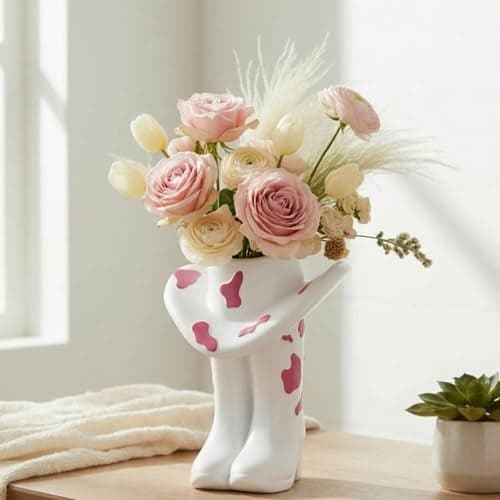 Ninehaoou Pink Cowgirl Boot Vase Centerpiece Boot Shape Boxes Decorations West Cowgirl Home Decor Western Country Accent Vase Hat Planter for Modern Aesthetic Room Wedding Decor