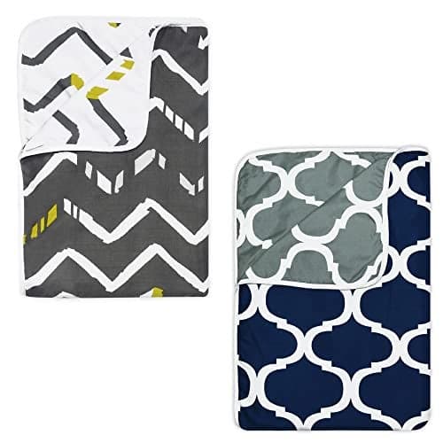 Divine Casa Polyester All-Weather 120 GSM Printed Lightweight Reversible Design Set of 2 Single Bed AC Dohar Blanket - Grey and Blue