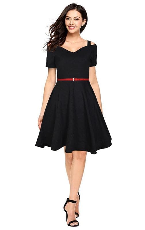 Impression Fab® Dress for Women | one Piece Dress for Women Long | Western Dress for Women | Frock for Women Women Fashion Black