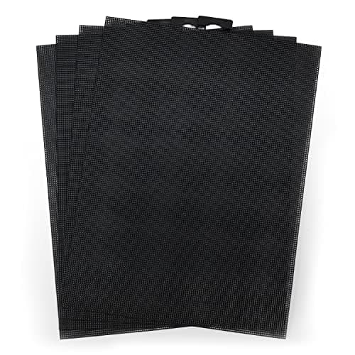 4pcs Plastic Mesh Canvas 14 CT Black Plastic Mesh Canvas Sheets Plastic Mesh Screen for Embroidery Making Crafts DIY Crochet Projects 11x82 inch