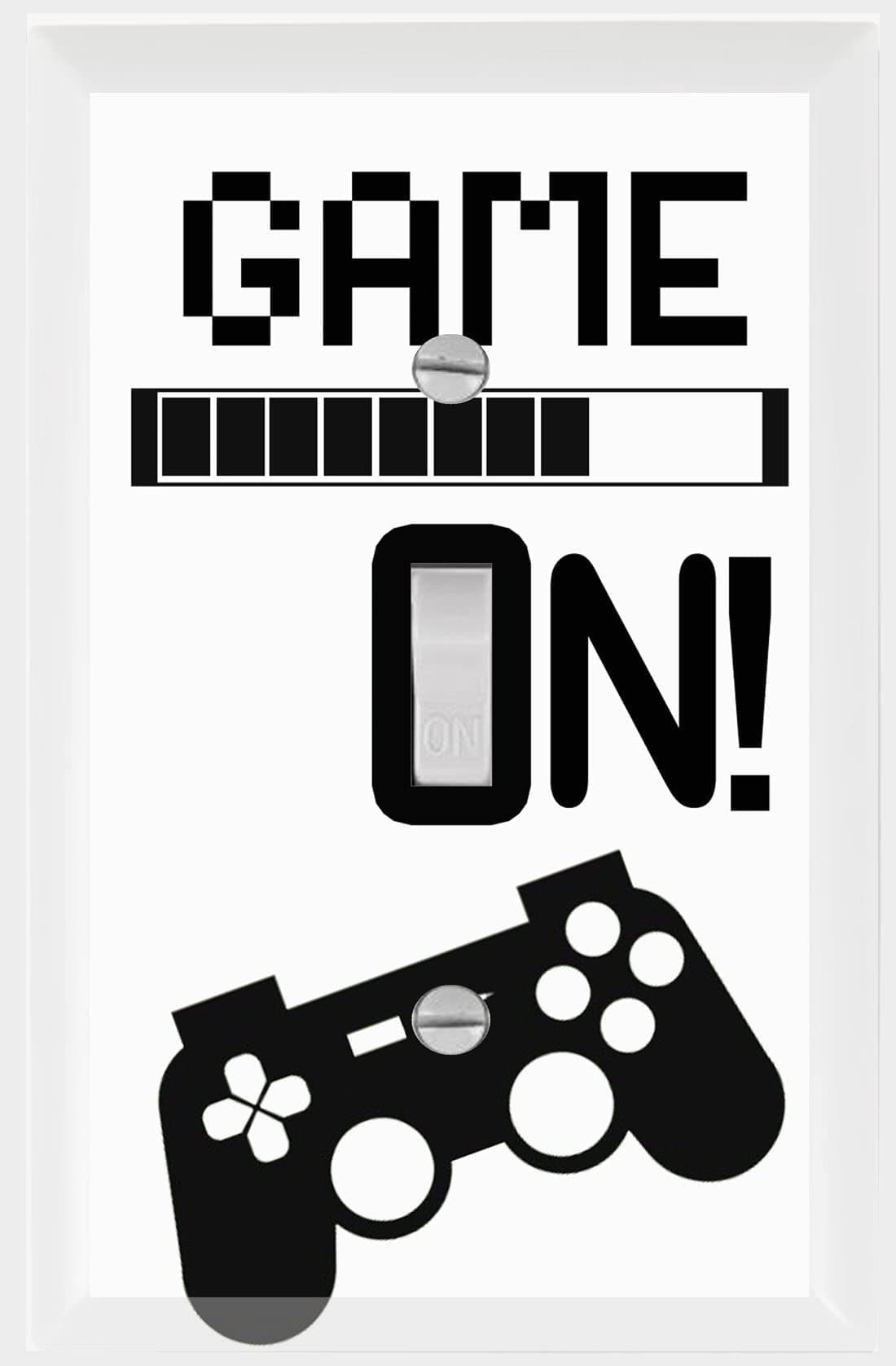 Cool Light Switch Plate Cover Video Gamer Room Decor Novelty Wall Gaming Gift Decorative Fun Teen Boy Man Cave Game Controller Graphics Bedroom GAME ON