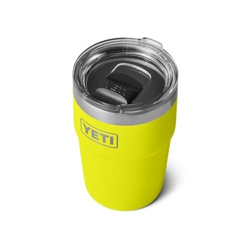 YETI Rambler 16 oz Stackable Tumbler, Vacuum Insulated, Stainless Steel with MagSlider Lid, Firefly Yellow