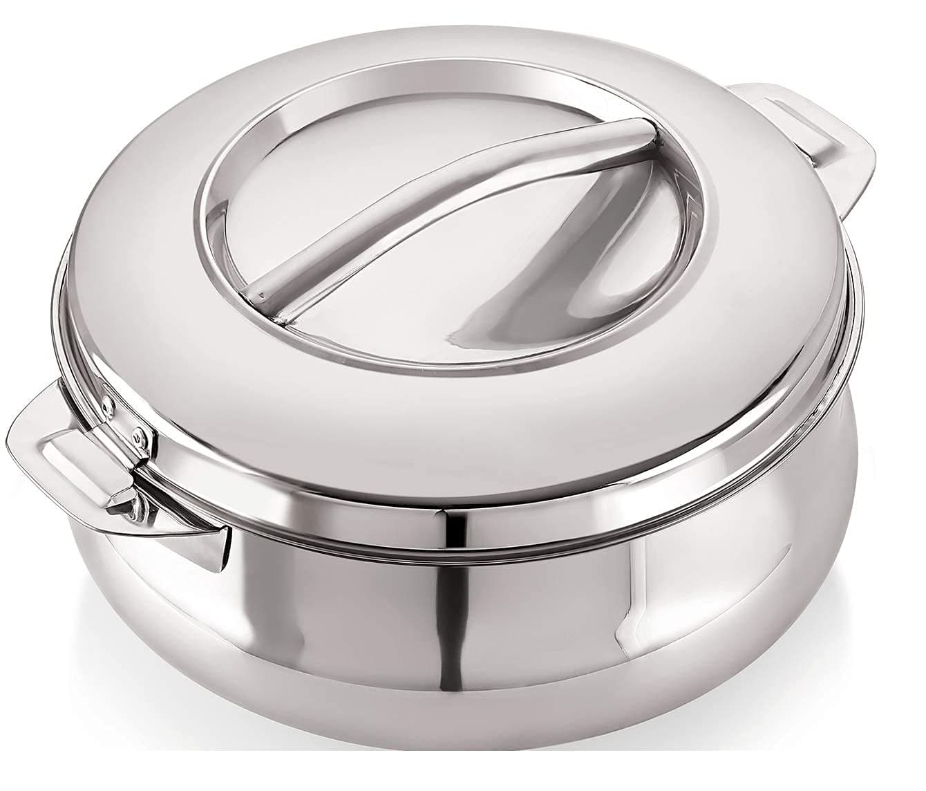 RJ kitchenware Store Stainless Steel Casserole with lid Push Lock Stainless Steel Casserole 2000 ml Silver Stainless Steel Casserole with Lid Hot Pot Roti hot Pot chapati