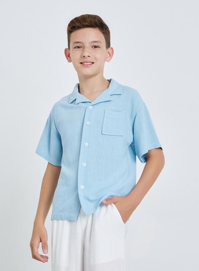 Kids Light Blue Resort Collar Shirt