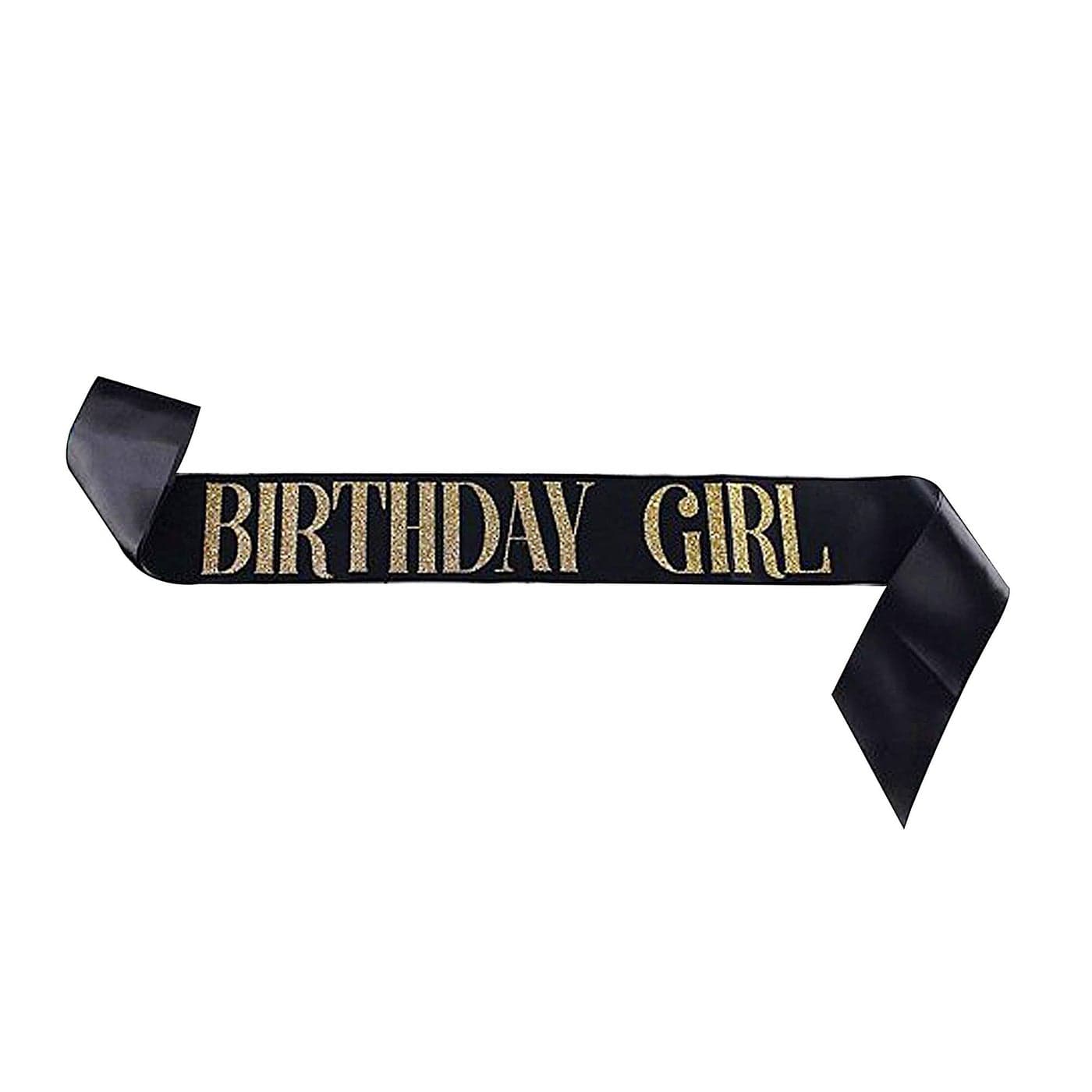 Dadam Birthday Sash for Girls Black Satin Birthday Girl Sash with Gold Glitter Lettering Party Favors Supplies and Decorations