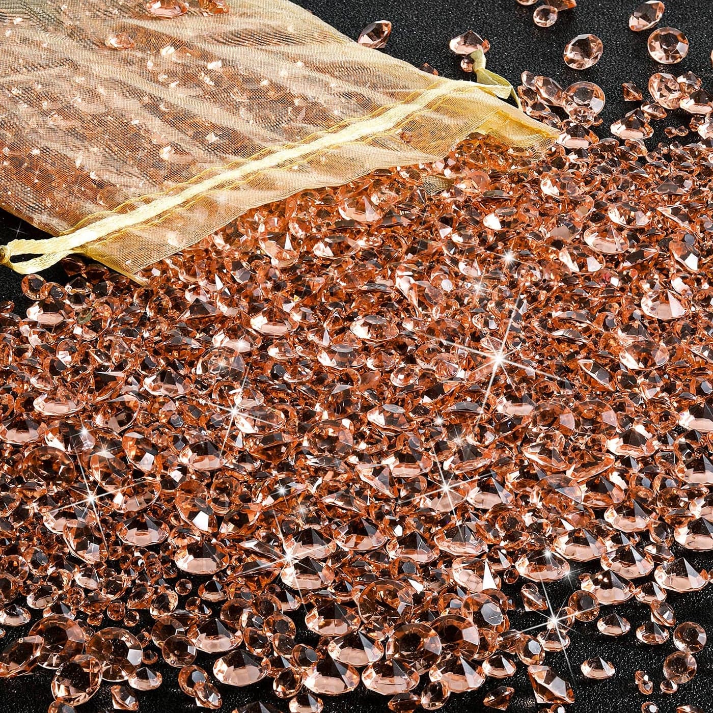Hicarer 7000 Pieces Diamond Decorations Bling Bling Diamond Vase Filler Acrylic Gem Table Scatter Crystals in Four Sizes Table Decorations for Wedding Birthday Party Bridal ShowerRose Gold
