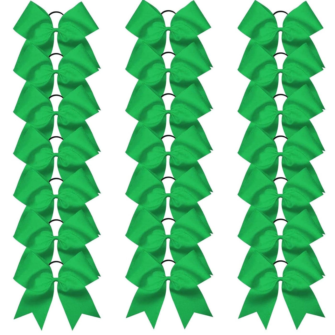 Oaoleer 21PCS 8" Large Cheer Bows Green Bows Jumbo Cheerleader Bow with Ponytail Holder Elastic Band Handmade for Cheerleading Teen Girls College Sports