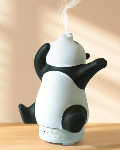 Panda Essential Oil Diffuser Cute Rotatable Diffuser for Home with 7Color Light Aromatherapy Diffuser for Bedroom and Office