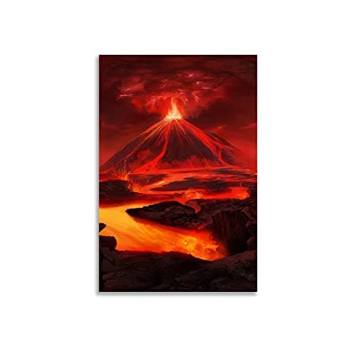 XDTIOPIMY Canvas Wall Art Poster Landscape Volcano Poster Volcanic Eruption Lava Eruption Art Wall Decor for Living Room Bedroom 1PC Unframed Size 16x24 Inchs