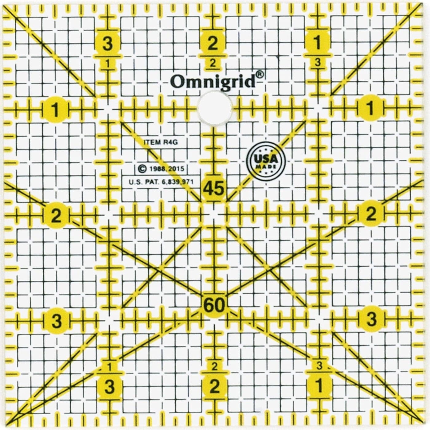 Omnigrid 4Inch Square Grid Ruler Clear Quilting and Sewing Ruler