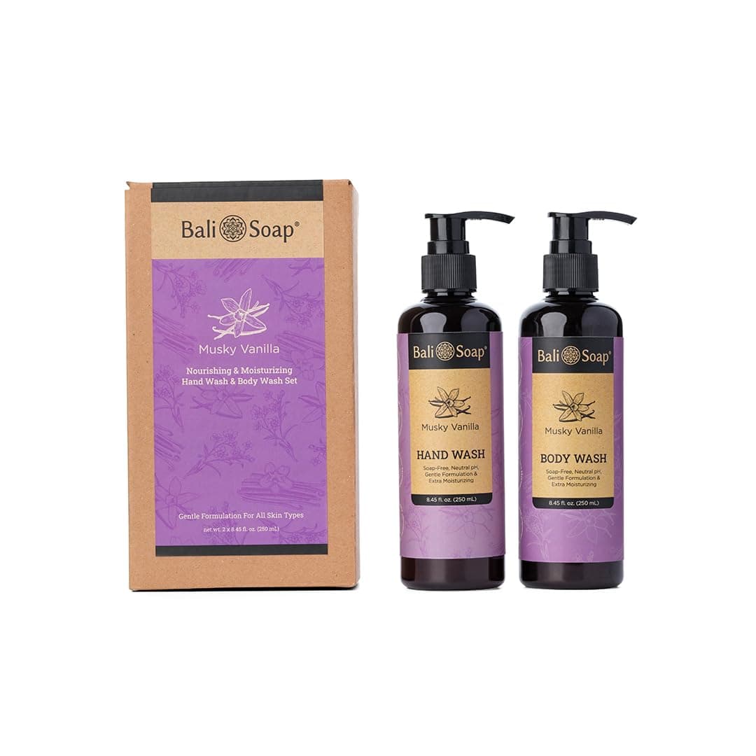 Bali Soap Set of 2 Musky Vanilla Bath and Body Works Hand Wash Moisturizing Nourishing pH Neutral with Gentle Formulation Suitable For Vegans For All Skin Types 85 fl oz each