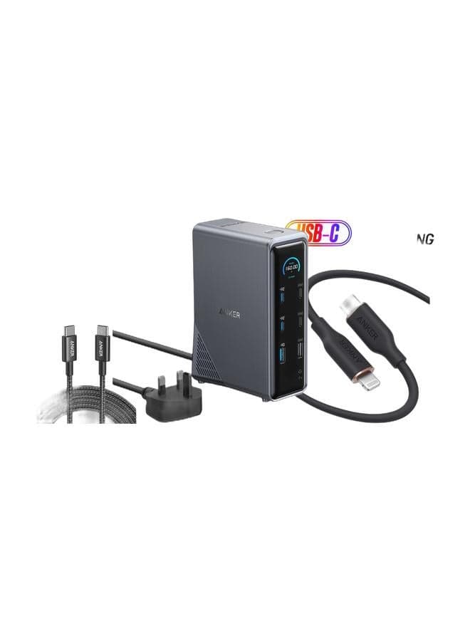 Anker Prime Charging Docking Station, 14-Port with 160W Max Output and Built-In GaN AC-DC Power, 10Gbps Data Transfers, Real-Time Smart Interface, Dual 4K Displays for MacBook, Dell, Phones, and More & PowerLine III Flow, USB C to Lightning Cable for iPhone 14 Pro Max /14/14 Pro/13/12/11/X/XS/XR / 8
