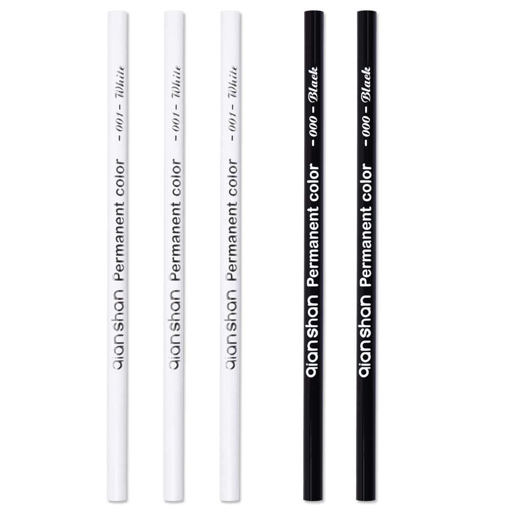 qianshan 5Pcs Black White Color Pencils Permanent Color Drawing Pencil Oilbased Wooden Colored Pencils for Artist and Beginner Art Projects 2 Colors of 3 White 2 Black