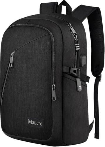 Mancro Laptop Backpack for Travel 17.3 in Anti-Theft Business Backpack Large Travel Computer Bag Daypack Work College Bookbag for Men Women, Black