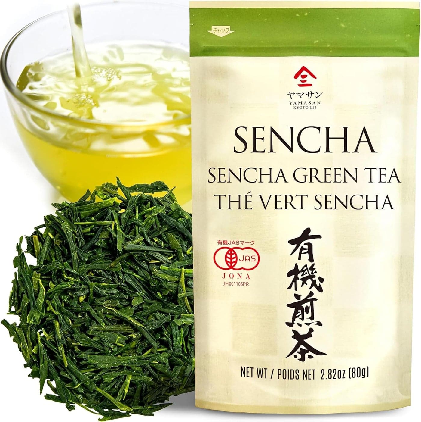 chaganju Organic Sencha Green Tea Leaves - JAS Certified, Japanese Loose Leaf from Uji-Kyoto, 80g