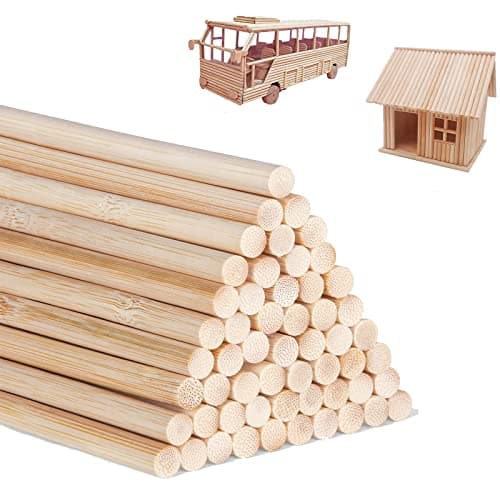 DaTpuik 1/4 x 12 Inch 25PCS Dowel Rods Wood Sticks Wooden Dowel Rods - Unfinished Bamboo Sticks - for Crafts and DIYers