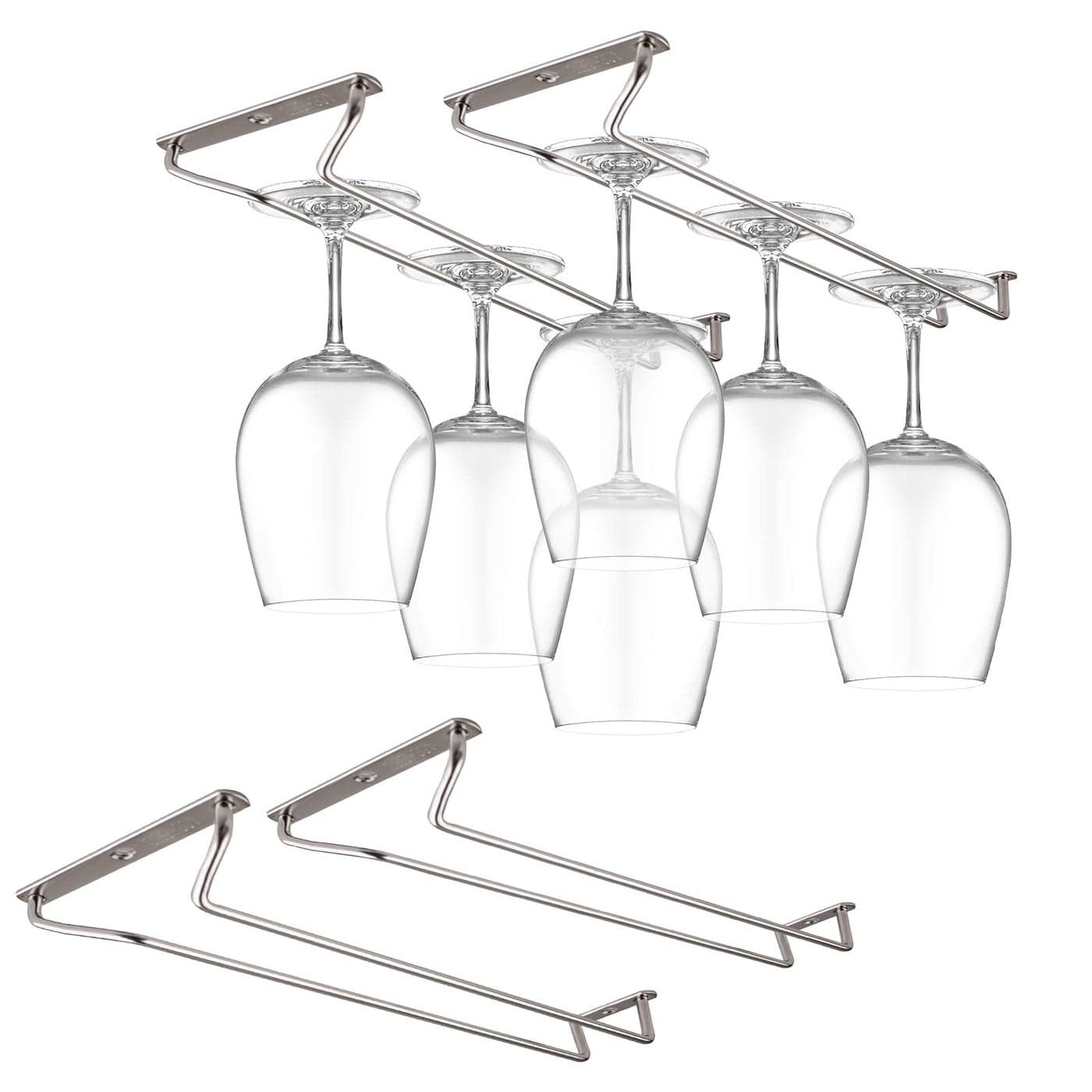 CUKE2BEET 118 Inch Stainless Steel Wine Glasses Rack Under Cabinet Stemware Rack Wine Glass Hanger Rack Wire Wine Glass Holder Storage Hanger for Cabinet Kitchen Bar 4