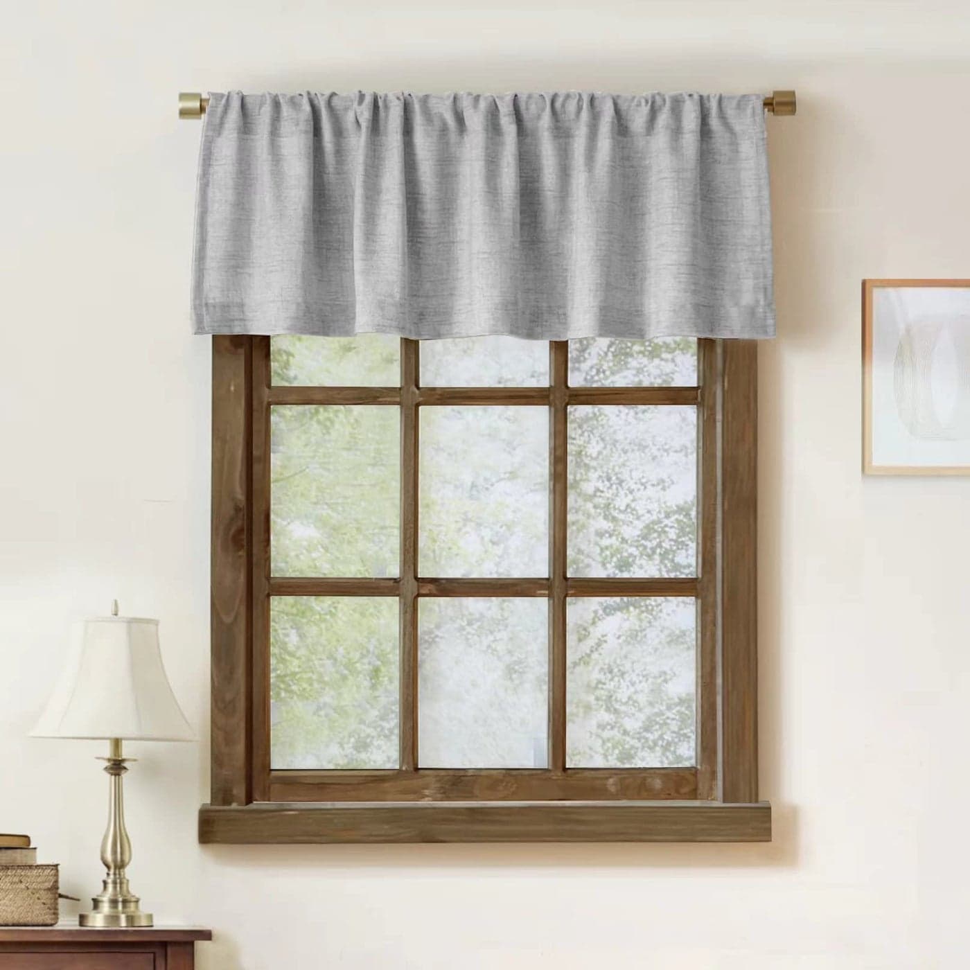 Faux Linen Valance for Windows Kitchen Living Room Valances Rod Pocket Farmhouse Country Rustic Bathroom Small Window Treatment 54x15 inch Grey