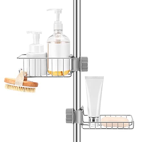 Buoluty Clawfoot Tub Caddy(Shower Rod Not Included) - Stainless Steel Shower Shelves and Soap Caddy