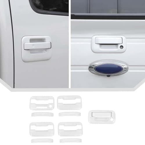 JeCar 5pcs White Door Handle Cover Trim Kit Fit for 20092014 Ford F150 Raptor Exterior Accessories