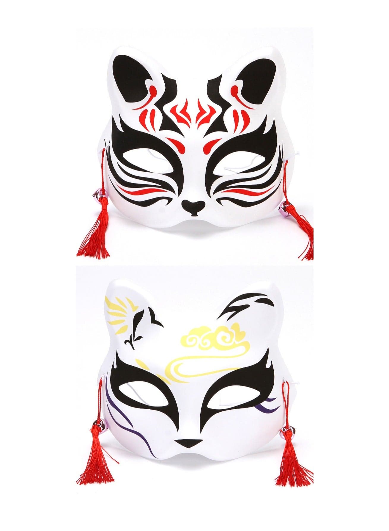 2-pack Japanese Kitsune Inu Boku Fox Cat Cute Cosplay Half Mask Masquerade Mask(Style-3)