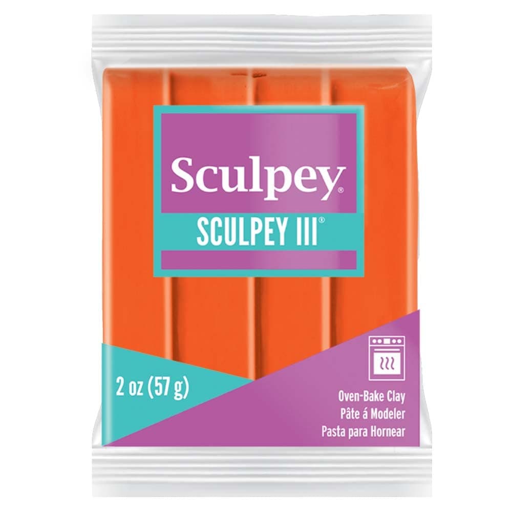 Polyform Sculpey III Polymer OvenBake Clay Just Orange Non Toxic 2 oz bar Great for modeling sculpting holiday DIY mixed media and school projectsGreat for kids beginners